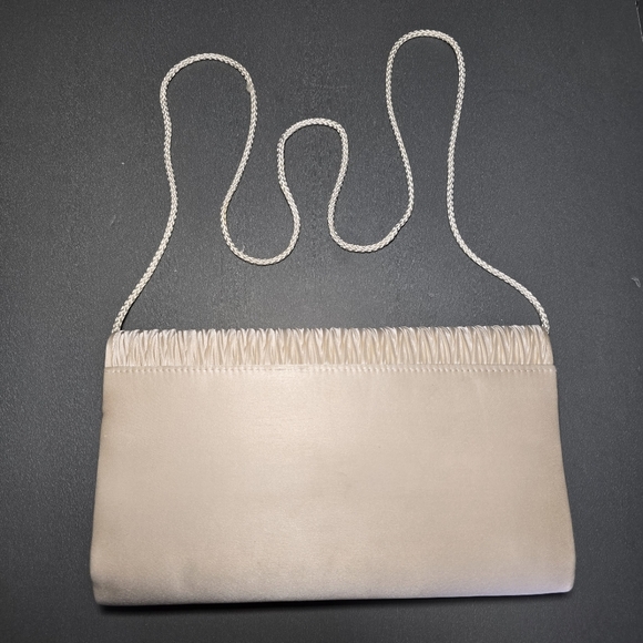 Vintage 1980's Partners Ivory Satin Clutch Purse 48557, 10" X 6 " - Picture 6 of 14